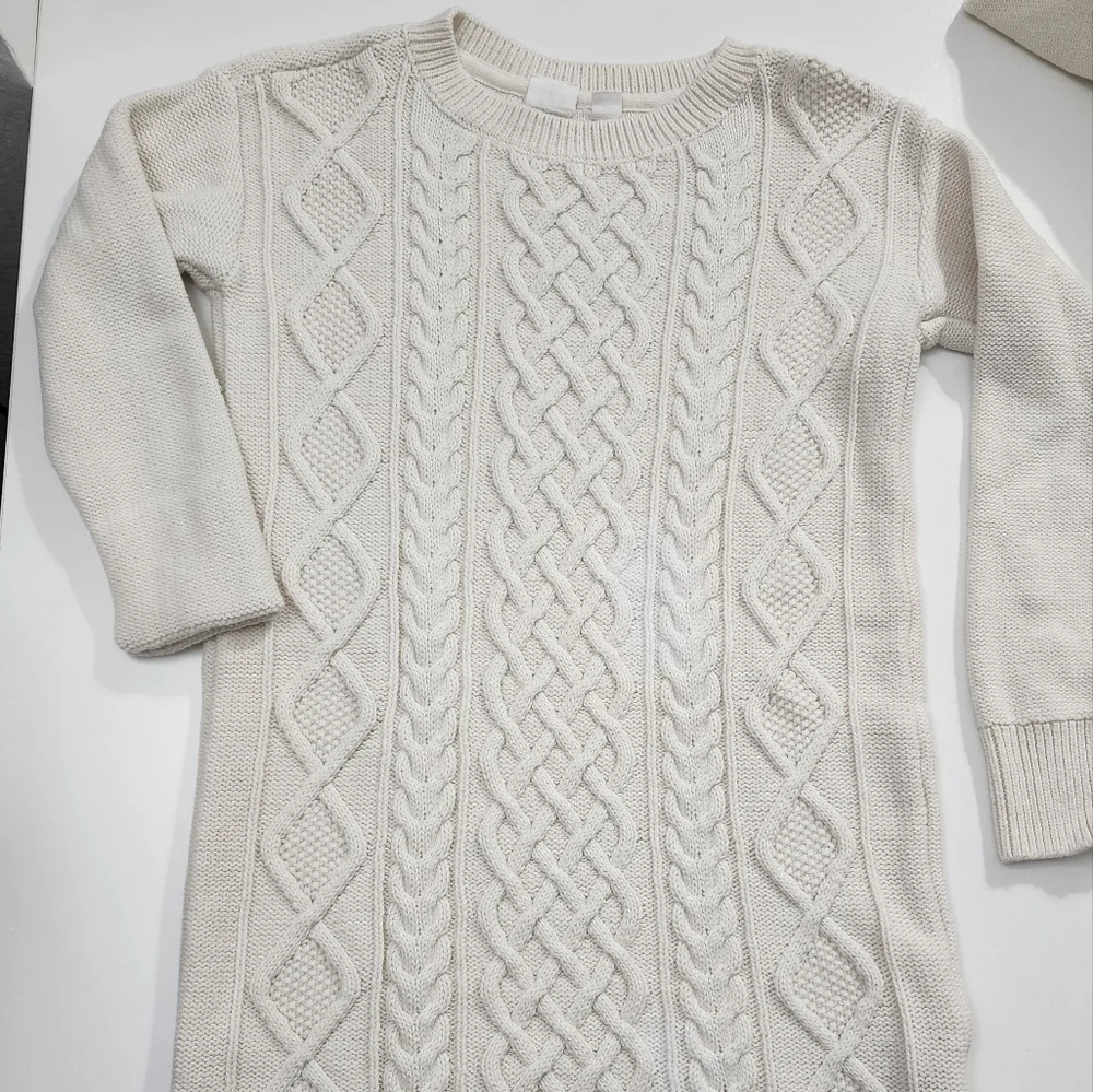 Girls GAP Cream Color Cable Knit Dress & Matching Leggings Outfit Set Size Small